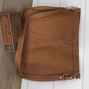 Bucks raw leather vintage travel or shopping bag